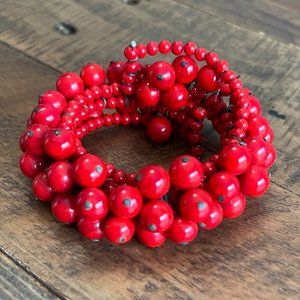 Vintage glass beaded bracelet in fire engine red.